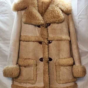 🐑VTG Ardney Sz 9/10 Shearling Suede Leather Coat Lamb Rancher Barn Beautiful!🔥